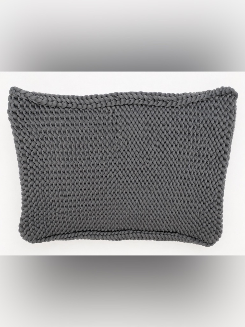 Chunky weighted Knit Rectangular Pillow Cover - Charcoal Gray